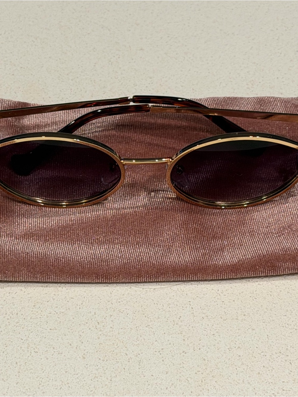 Oval Gold Metal Women's Sunglasses with Dark Brown Lenses Miu Miu Inspired